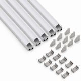 5’li Set Köşe LED Profil Kanal 18x18mm 1 Metre Alüminyum Sıva Üstü LED Şerit Kanalı Opak Kapaklı Tutuculu