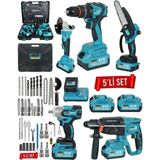 5li Set Şarjlı Somun Sıkma Matkap Hilti Taşlama Testere - Seçenek 1