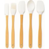 5'li Silikon Spatula Seti Bambu Saplı Mutfak Gereçleri Isıya Dayanıklı Yapışmaz Hamur Karış - Çok Renkli