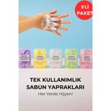 5’li Tek Kullanımlık Sabun Yaprakları Seti – Çocuklar İçin Hijyen, Seyahat ve Okul İçin Pratik