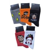 5li Unisex Desenli Kısa Konç Çorap Pamuklu Eğlenceli Tenis Spor