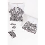 5'li Zebra Desenli Saten Pijama Şort Takım