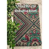 5m2 Makine Dokuması Yağlı Kalın Kilim (Eskitme) Sıfır Ürün 175X290 cm - 175 x 290 cm - Yeşil