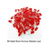 5mm Kırmızı Mantar Led Diyot Yüksek Parlaklık - 50 Adet Ekonomik Paket