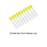 5mm Sarı Mantar Led Diyot Yüksek Parlaklık - 10 Adet Paket