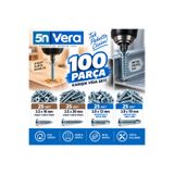5N VERA 100 Parça Karışık Vida Seti – Ahşap Sunta Vidası + Matkap Uçlu Akıllı Metal Vidası | Ev, Mobilya ve Atölye Montaj Seti