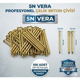 5N Vera 100'LÜ Beton Çivisi Ekonomik Seti | 2X30 mm + 3X30 mm Karışık Paket | Duvar ve Beton Uyumlu Çelik Çivi