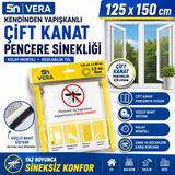 5n Vera 125X150 cm Kendinden Yapışkanlı Çift Kanat Pencere Sinekliği Kolay Montaj ve Yırtılmaya Dayanıklılık