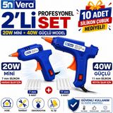 5n Vera 2'li Sıcak Silikon Tabancası Seti | 20W Mini + 40W Aç/kapat Anahtarlı | 10 Adet Silikon Çubuk Hediyeli | Hobi, Tamirat ve Dekorasyon Için