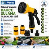 5N Vera 8 Fonksiyonlu Bahçe Sulama Tabancası Seti Dayanıklı Malzeme ile Araç Yıkama ve Balkon Temizliği İçin