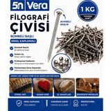 5n Vera Bombeli Başlıklı Nikel Kaplama Filografi Çivisi 1 kg (1000 Gram) | String Art, Ahşap Hobi ve El Sanatları Için