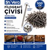 5n Vera Bombeli Başlıklı Nikel Kaplama Filografi Çivisi 500 Gram | String Art ve Ahşap El Sanatları Için Hobi Çivisi