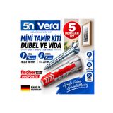5N VERA Fischer Duopower 6X30 Dübel ve 4,5X40 Vida Seti | 5 Dübel + 5 Vida, 10 Parça Kutulu Mini Tamir ve Montaj Kiti