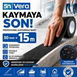5n Vera Kaydırmaz Bant 50 mm x 15 Metre | Siyah Kendinden Yapışkanlı Merdiven Kayma Önleyici Güvenlik Bandı