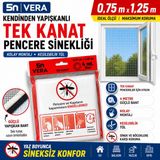 5N Vera Kendinden Yapışkanlı Tek Kanat Pencere Sinekliği 75X125 cm Yırtılmaya Dayanıklı Beyaz Tül