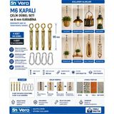 5N Vera M6 Kapalı Çelik Dübel Seti ve 6 mm Karabina | Dekoratif Askı ve Tavan Montaj Aparatı
