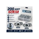 5NVERA 200 Adet Rondela Pul Seti 3/16 ve 5/32 Çelik Vida Altı Pul Metal Tamir Montaj Bağlantı Seti