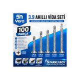 5NVERA 5N VERA 100 Parça YHB Akıllı Vida Seti | 3.9 Kendinden Delici Matkap Uçlu Sac ve Metal Vidası | PH2 Uyumlu | 3.9x13 3.9x19 3.9x22 3.9x32 3.9x38