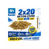 5NVERA 5N VERA 2x20 Beton Çivisi 100 Adet | Sarı Kaplama Çelik Beton Duvar Çivisi | 2 mm x 20 mm | Beton Tuğla Montaj Çivisi