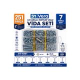 5NVERA 5N VERA 3.9 Matkap Uçlu Akıllı Vida Seti 251 Parça Organizer Kutulu | 210 Adet Kendinden Delici Sac ve Metal Montaj Vidası | 40 Pul | PH2×50 Bits Ucu | 3.9x13 3.9x16 3.9x19 3.9x22 3.9x25 3.9x32 3.9x38