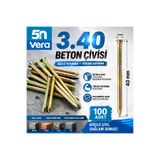 5NVERA 5N VERA 3x40 Beton Çivisi 100 Adet | Sarı Kaplama Çelik Beton Duvar Çivisi | 3 mm x 40 mm | Beton Tuğla Duvar Montaj Çivisi