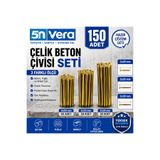 5NVERA 5N VERA Çelik Beton Çivisi Seti 150 Adet | 2x20 mm, 2x25 mm, 2x30 mm | 3 Farklı Ölçü | Beton, Tuğla ve Briket İçin
