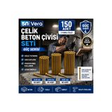 5NVERA 5N VERA Çelik Beton Çivisi Seti 150 Adet | 3x30 mm, 3x40 mm, 3x50 mm | 3 Farklı Ölçü | Beton, Tuğla ve Briket İçin