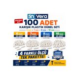 5NVERA 5N VERA Karışık Plastik Dübel Seti 100 Adet | 6 mm, 7 mm, 8 mm, 10 mm | Beton, Tuğla, Briket ve Gazbeton Uyumlu