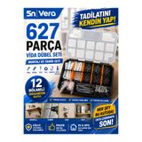 5NVERA 627 Parça Vida Dübel Seti – Organizer Kutu Montaj ve Tamir Seti Çivi Pul Kanca