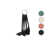5PCS MİNİ=20-21CM RENKLİ SİLİKON MUTFAK SERVİS SETİ KAŞIK - KEPÇE - YAN - DELİKLİ SPATULA - Y.FIRÇASI (5264)
