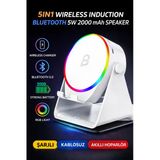 5W İndüksiyonlu Bluetooth Hoparlör 2000Mah Rgb Işıklı Standlı Telefon Ses Yükseltici Speaker Güçlü