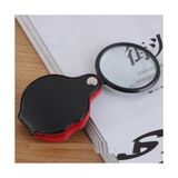 5X-50MM-MINI Büyüteç Cepte Taşınan Optik Lens Katlanabilir Deri Kaplama XX1051 - Çok Renkli