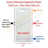 5X15 Cm (Kapalı Hali 5X5 Cm) 100 Adet Askılı Poşet - Meksika Şapkalı Vitrin
