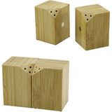 5X5CM--Y:7CM 2pcs Mıknatıslı Ikiz Ahşap Bambu Baharatlık - Tuzluk (3791)