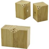 5X5CM--Y:7CM 2pcs Mıknatıslı Ikiz Ahşap Bambu Baharatlık - Tuzluk (4887)
