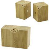 5X5CM--Y:7CM 2PCS MIKNATISLI İKİZ AHŞAP BAMBU BAHARATLIK - TUZLUK-Findit