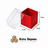 5x5x5 cm Asetat Kapaklı Takı Kutusu-Kırmızı (DEMONTE) (50 ADET)