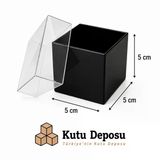5x5x5 cm Asetat Kapaklı Takı Kutusu-Siyah (DEMONTE) (50 ADET)