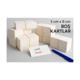 5x8 cm Boş Kartvizit, Not Kartı, Kelime Kartı, 300 gr Amerikan Bristol Kağıt, 250 Adet, Beyaz - -- - Option-1
