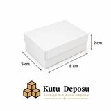 5x8x2 cm Asetat Kapaklı Takı Kutusu-Beyaz (DEMONTE) (50 ADET)