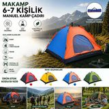 6-7 Kişilik Toz Geçirmez 220Cmx250cmx150cm Manuel Kamp Çadır Herhangi Bir Renk Gönderilir (5250)