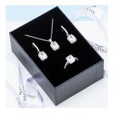 6-8 mm Baget Zirkon Taşlı 925 Ayar Gümüş 3'lü Kadın Set