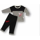 6-9 9-12 12-18 18-24 24-36 Ay Sport Baskılı Çizgili Uzun Kollu Sweatli 2li Erkek Bebek Takımı Siyah - 12 - 18 Ay