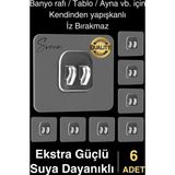 6 Ad. Ekstra Güçlü Kendinden Yapışkanlı İz Bırakmaz Suya Dayanıklı Banyo Rafı Tablo Ayna Askı Kanca