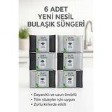 6 Ade Yeni Nesil Bulaşık Süngeri 3ADET Inox Tel BEZ*3ADET Sihirli Inox Paslanmaz Telli