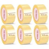 6 Adet 100 Metre Akrilik Koli Bandı 45MMX100 M Kopmayan Koli Bandı Güçlü Koli Bandı - Şeffaf - 45x100metre