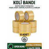 6 Adet-100 Metre Şeffaf Koli Bandı – Extra Strong 40 Micron Kalınlık, Güçlü Yapışkan