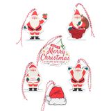 6 Adet 10cm Ahşap Noel Baba Yılbaşı Ağaç Süsü