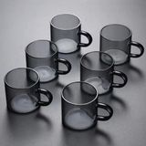 6 Adet 113ml cam füme renk fincan espresso kahve fincanı ısıya dayanıklı çay seti çay fincanı