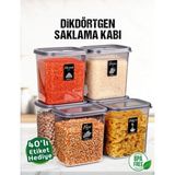 6 Adet 12 Parça Dikdörtgen 2 Litre Erzak Bakliyat Saklama Kabı Çeyiz Seti 20 Etiket Hediyeli - Antrasit